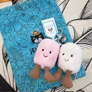 NWT w/ bag Jellycat Amuseables Pair Marshmallows Bag Charm Keychain Plush Toy